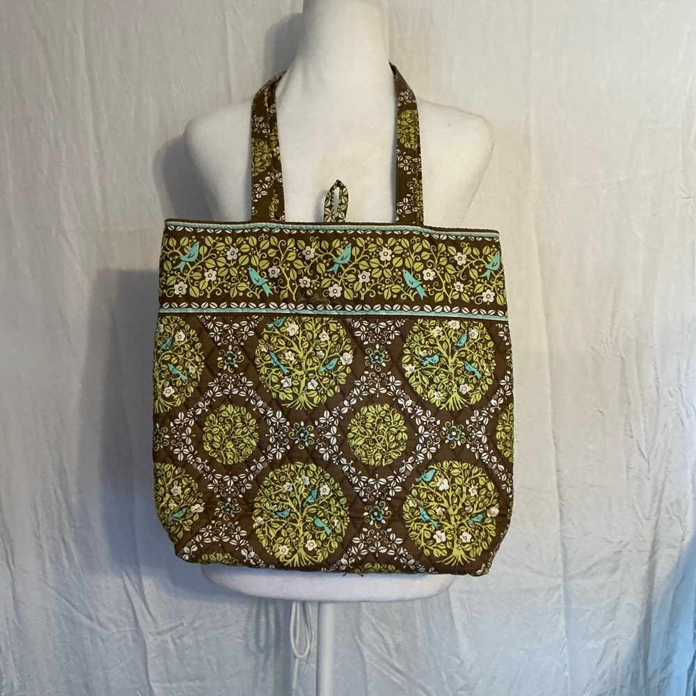 Vera Bradley Brown and Green Floral Tote